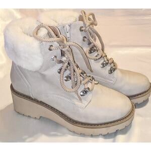 DV by Dolce Vita Girl's Faux Shearling Trimmed Zip Up Wedge Ankle Boots Size 5.5